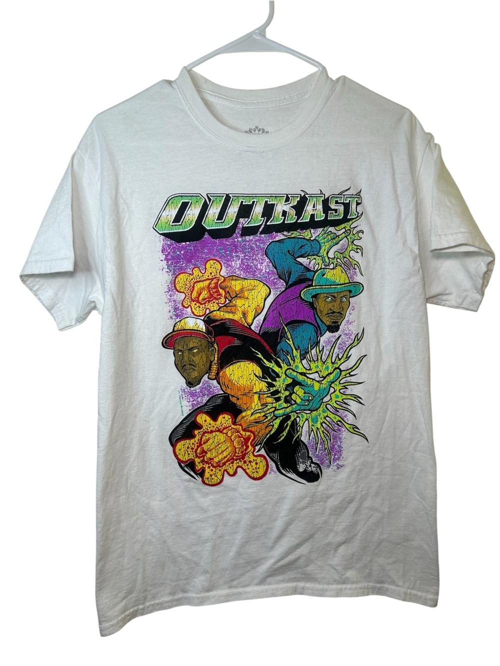 Outkast Y2K White Short Sleeve Graphic Tee Retro Rap 90s Music Casual Classic